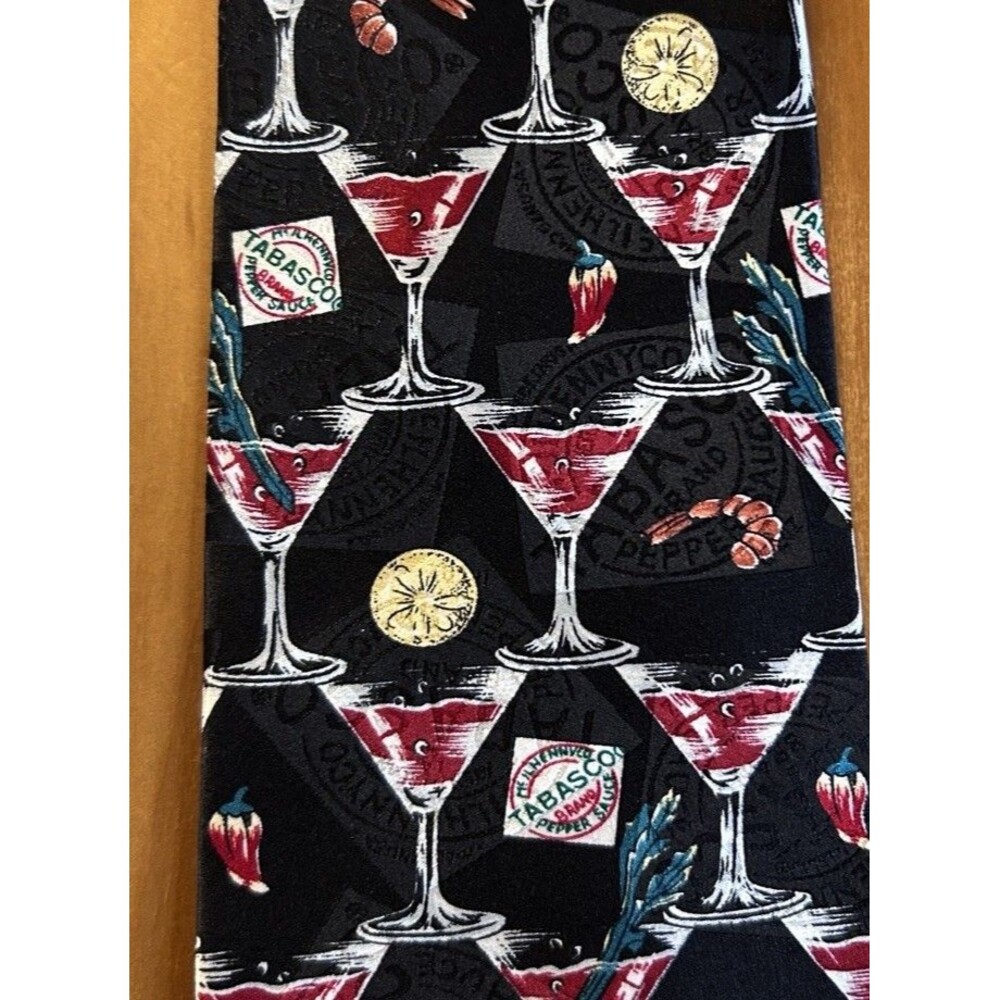 Tabasco Men’s Neck Tie. 100% Silk. Made In USA. Martini Theme.